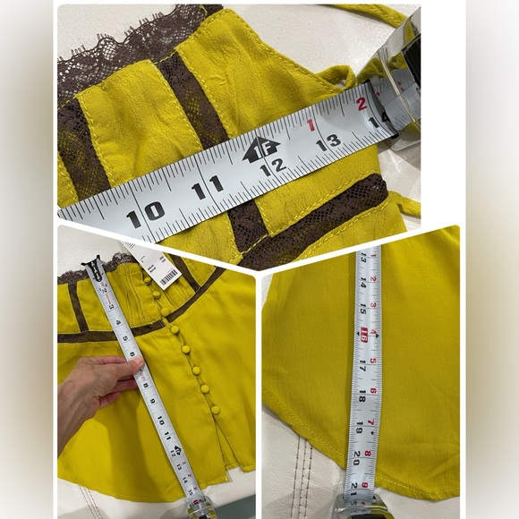 NWT chartreuse baby doll cami green yellow with buttons - Picture 6 of 7